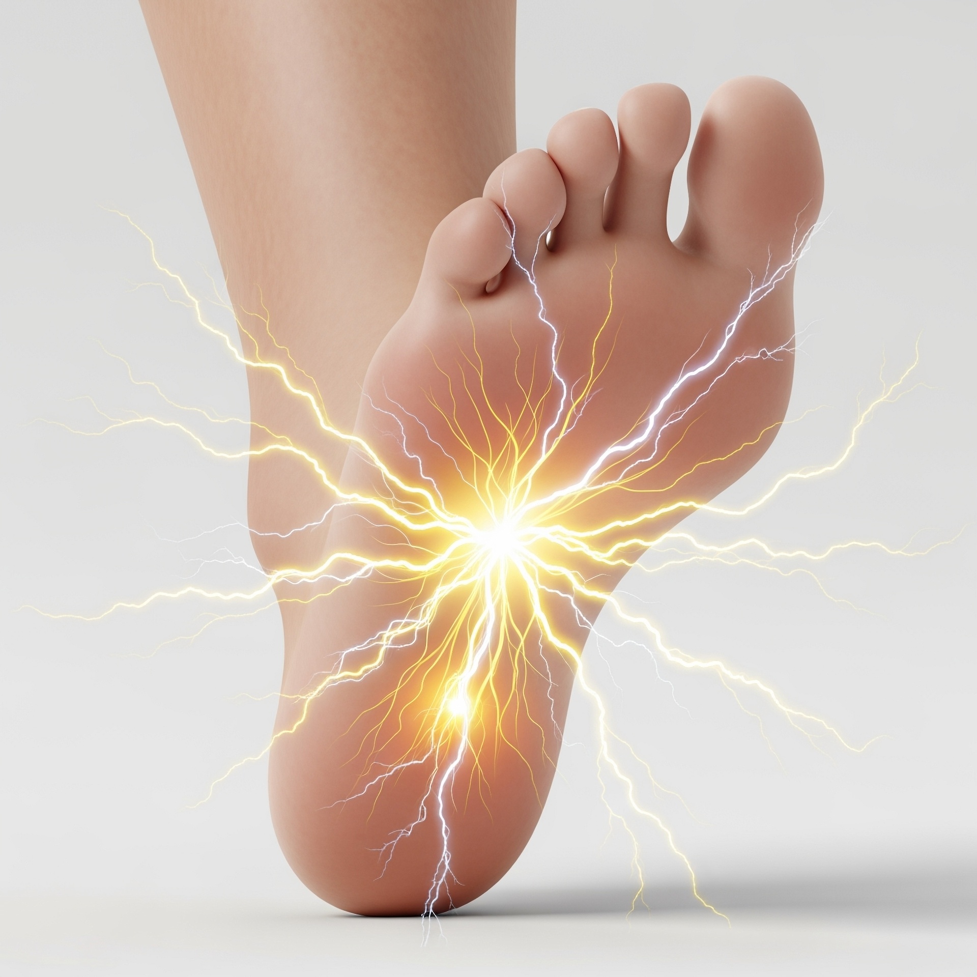 Feet covered in pins illustrating the burning, tingling pain of peripheral neuropathy — in-home care in Palm Beach County
